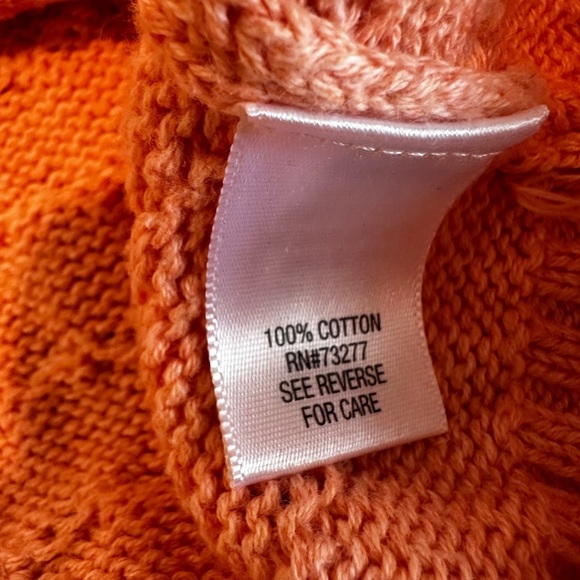 Croft & Barrow Women’s Sz: L Orange Cotton Cable-Knit Crew Neck Pullover Sweater - Picture 7 of 11
